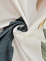 Thumbnail for Florida Reeva Off White & Green Floral 180 TC Fitted King Bedsheet With 2 Pillow Covers - Distacart