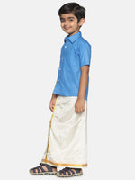 Thumbnail for Sethukrishna Blue & White Shirt with Dhoti For Boys - Distacart