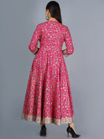 Thumbnail for Kalini Women Pink & Golden Ethnic Motifs Printed Anarkali Kurta - Distacart