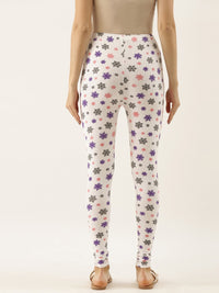 Thumbnail for Souchii White & Grey Printed Slim-Fit Ankle-Length Leggings - Distacart