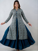 Thumbnail for Kalini Women Blue Floral Kurta with Skirt - Distacart