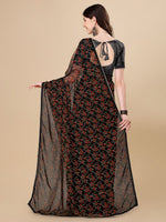 Thumbnail for Sangria Black Floral Printed Gotta Patti Detail Pure Chiffon Saree - Distacart