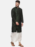 Thumbnail for Sethukrishna Men Green Angrakha Kurta with Dhoti Pants - Distacart