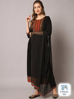Thumbnail for Kalini Ethnic Motifs Yoke Design Mirror Work Pleated Kurta & Trousers With Dupatta - Distacart