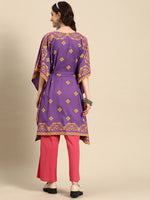 Thumbnail for Sangria Women Ethnic Motifs Printed Kaftan Kurta - Distacart