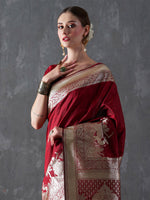 Thumbnail for Mitera Ethnic Motifs Zari Silk Blend Kanjeevaram Saree - Distacart
