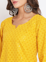 Thumbnail for Kalini Women Embroidered Chakankari Pure Cotton Kurta with Salwar & With Dupatta - Distacart