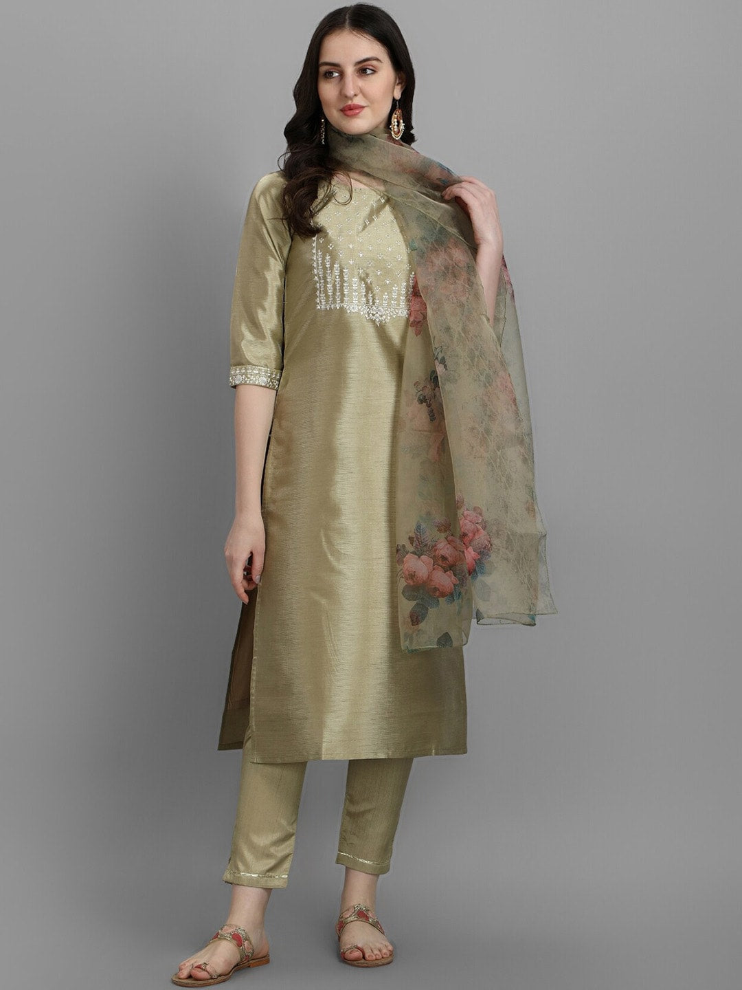 Kalini Ethnic Motifs Embroidered Kurta with Trousers & Dupatta - Distacart