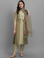 Thumbnail for Kalini Ethnic Motifs Embroidered Kurta with Trousers & Dupatta - Distacart