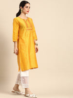 Thumbnail for Sangria Women Geometric Embroidered Mirror Work Kurta - Distacart