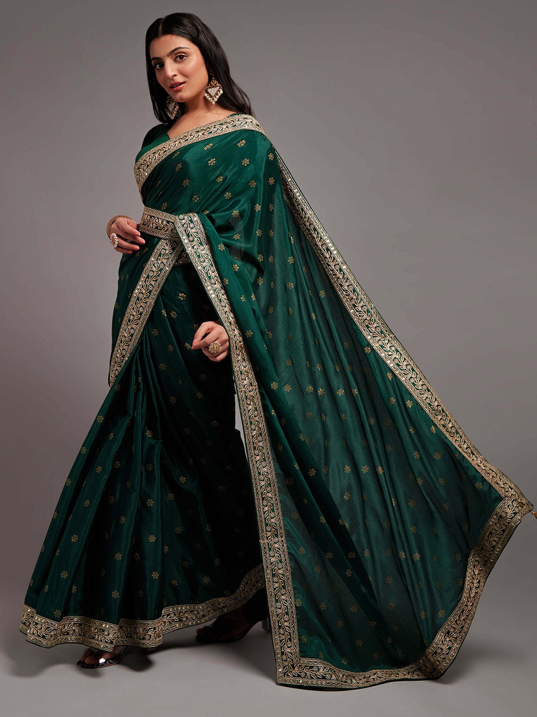 Kalini Floral Embroidered Saree - Distacart