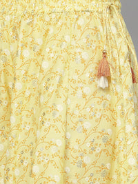Thumbnail for Biba Women Yellow & Orange Printed Kurta with Palazzos & Dupatta - Distacart