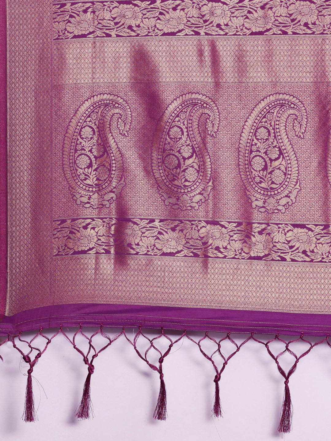 Saree Mall Purple Ethnic Motifs Zari Silk Blend Banarasi Saree - Distacart