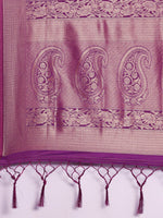 Thumbnail for Saree Mall Purple Ethnic Motifs Zari Silk Blend Banarasi Saree - Distacart