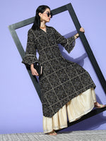 Thumbnail for Sangria Women Black New Neckline Kurta - Distacart