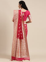 Thumbnail for Saree Mall Red Ethnic Motifs Zari Organza Banarasi Saree - Distacart