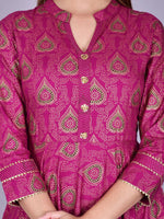 Thumbnail for Kalini Women Magenta & Gold-Toned Ethnic Motifs Printed Anarkali Kurta - Distacart