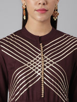 Thumbnail for Khushal K Women Brown Floral Printed Kurta with Trousers & With Dupatta - Distacart