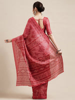 Thumbnail for Saree Mall Red & Off White Floral Art Silk Sarees - Distacart