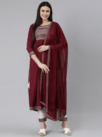 Thumbnail for Kalini Women Ethnic Motifs Embroidered Kurta With Trousers & Dupatta - Distacart
