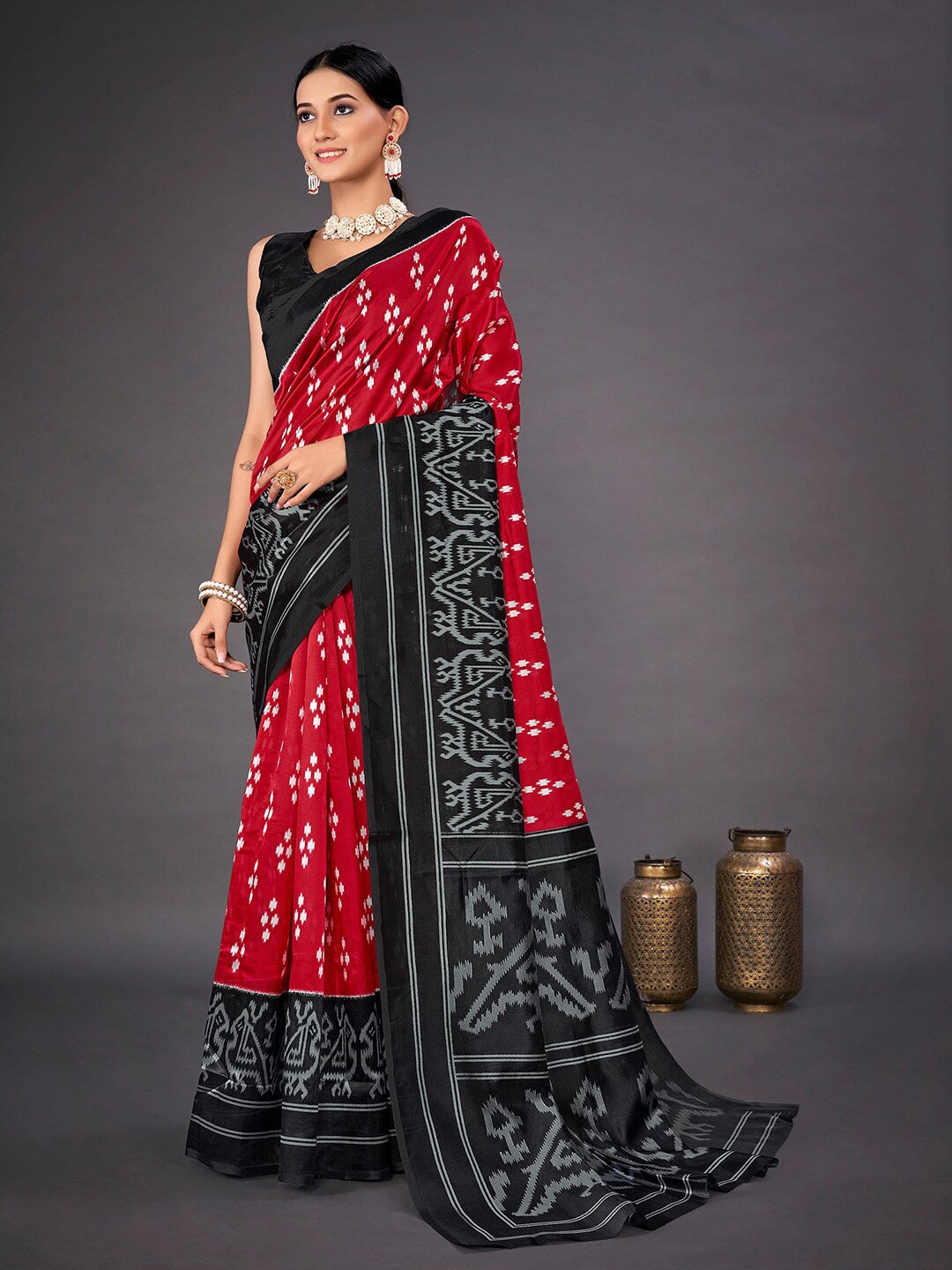 Kalini Ethnic Motifs Printed Art Silk Ikat Saree - Distacart
