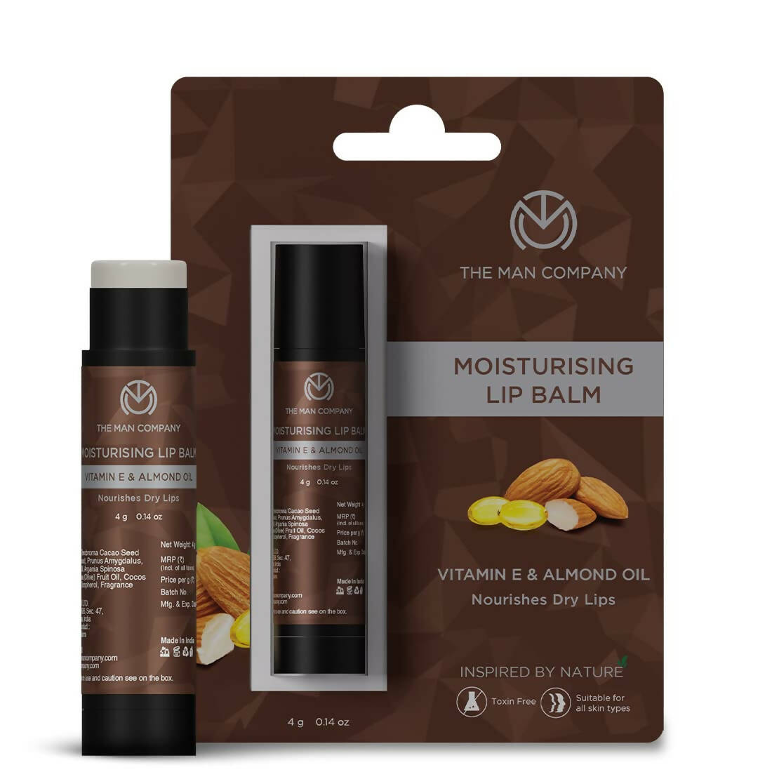 The Man Company Moisturising Lip Balm with Vitamin E, Almond Oil - Distacart