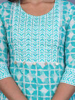 Thumbnail for Kalini Women Turquoise Blue Printed Pure Cotton Kurta with Salwar & With Dupatta - Distacart