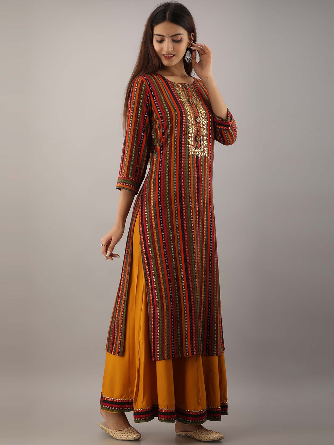 Kalini Women Red Printed Kurta with Palazzos - Distacart