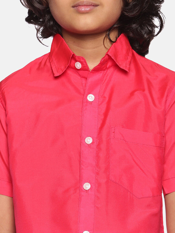 Sethukrishna Boys Rose & White Shirt with Dhoti - Distacart
