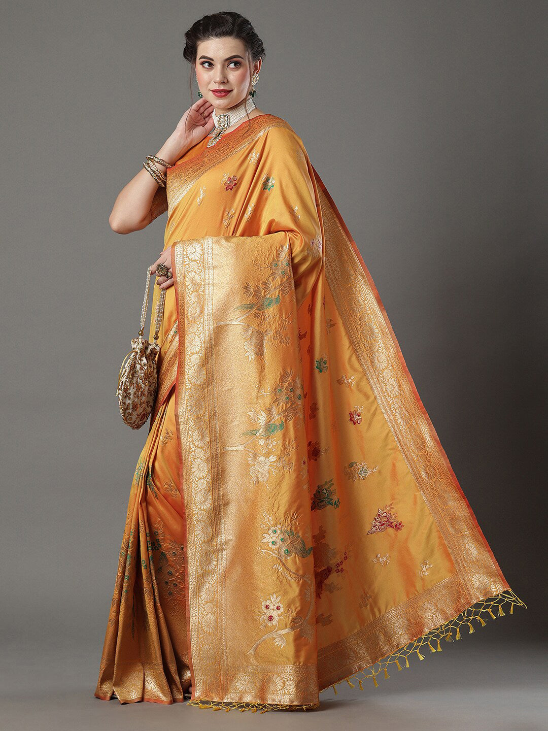 Mitera Woven Design Zari Silk Blend Banarasi Saree - Distacart