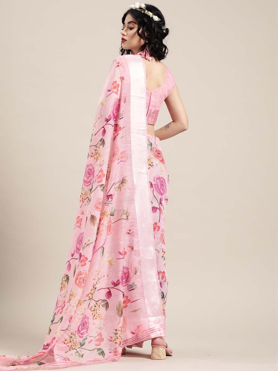 Kalini Floral Silk Cotton Saree - Distacart
