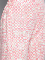Thumbnail for HERE&NOW Women Pink Floral Printed Pure Cotton Kurta with Palazzos & With Dupatta - Distacart