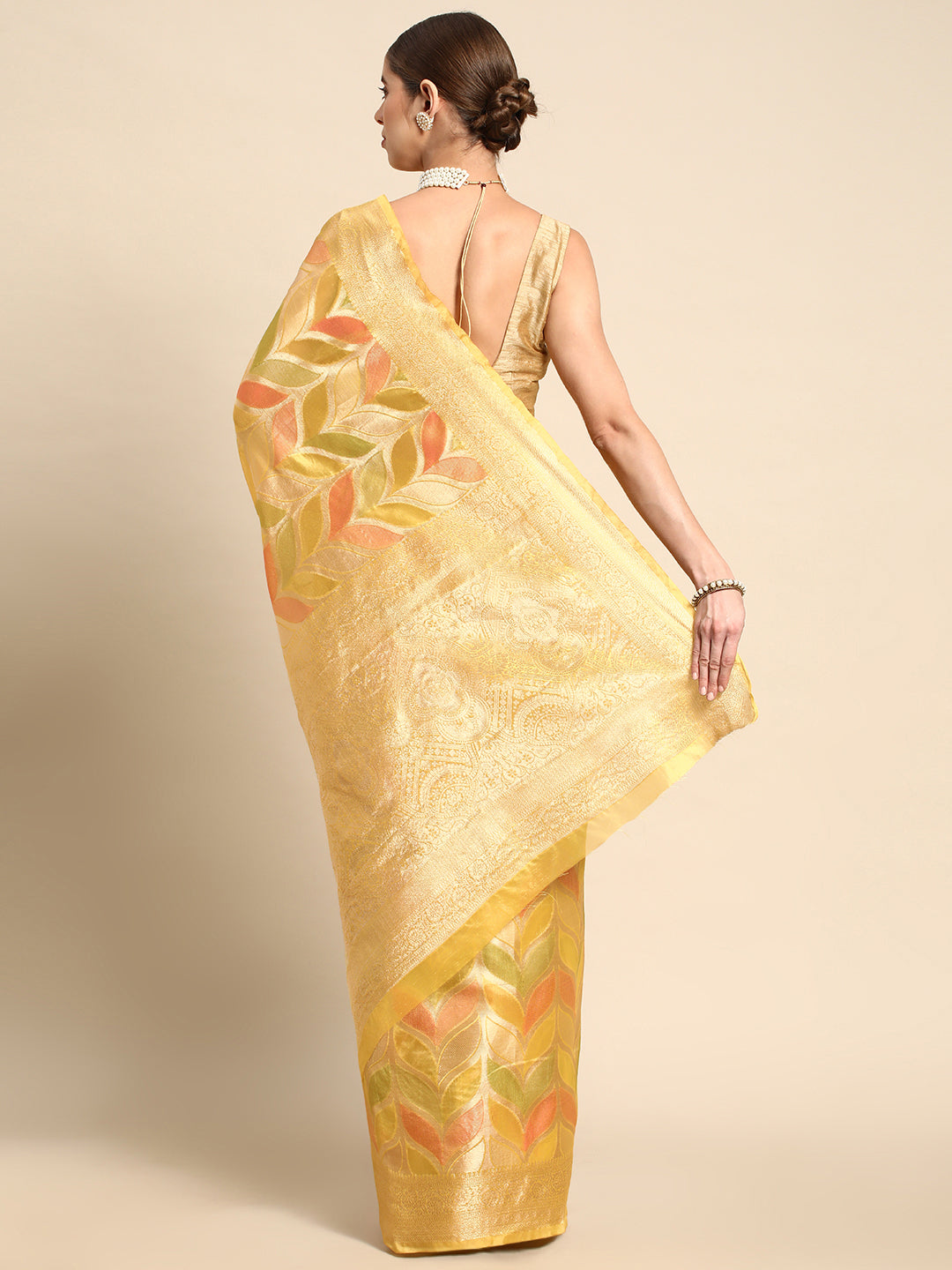 Mitera Floral Zari Organza Kanjeevaram Saree - Distacart