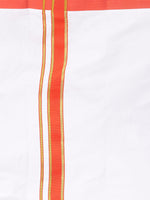 Thumbnail for Sethukrishna Orange & White Solid Shirt with Dhoti Set For Boys - Distacart