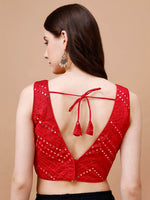 Thumbnail for Tikhi Imli Embroidered Mirror Work Sleeveless Saree Blouse - Distacart