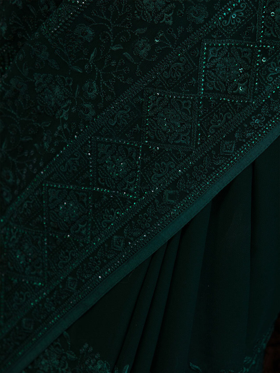 Koskii Embellished Embroidered Poly Georgette Saree - Distacart