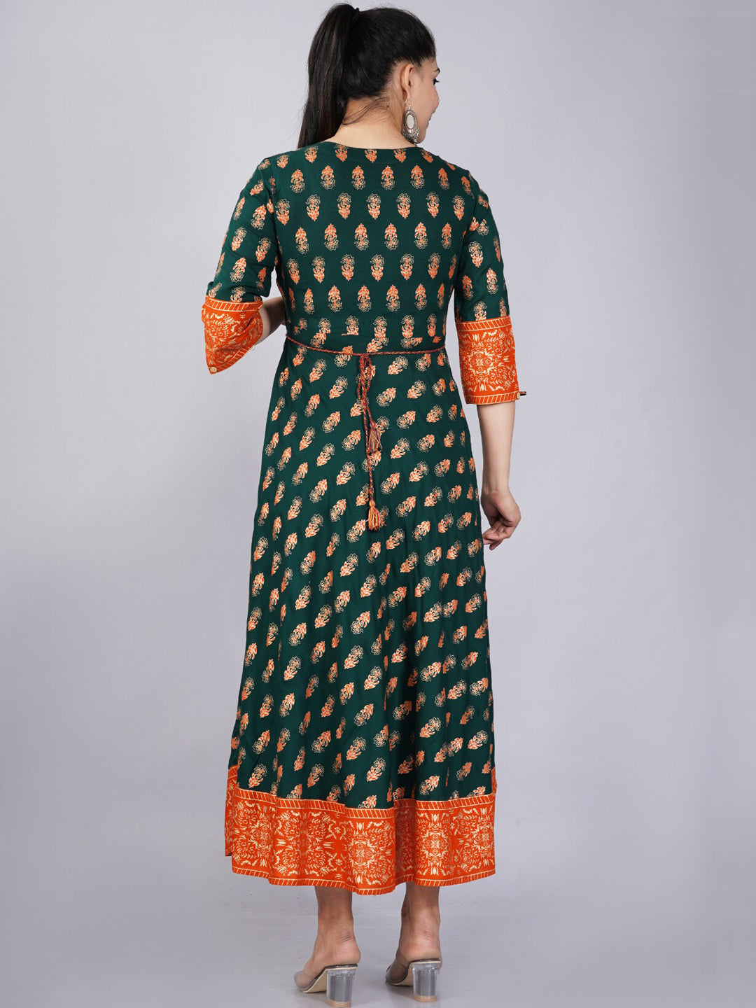 Kalini Green Floral Printed Anarkali Kurta For Women - Distacart