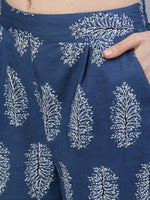 Thumbnail for Jaipur Kurti Women Blue & Grey Printed Night suit - Distacart