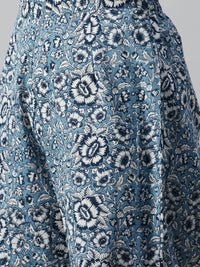 Thumbnail for Anayna Women Blue & White Self Striped Kantha Work Kurta with Trousers & Dupatta - Distacart