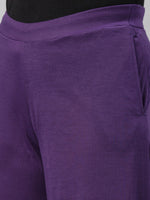 Thumbnail for Souchii Women Purple Knitted Palazzos - Distacart