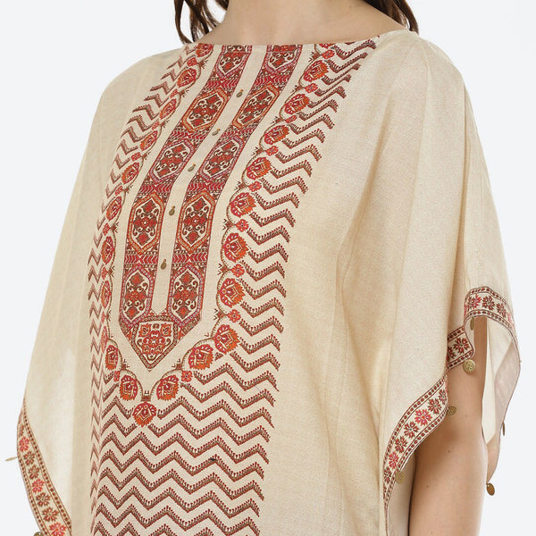 Biba Women Beige Ethnic Motifs Printed Kaftan Kurta Set - Distacart