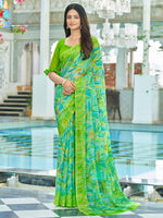 Thumbnail for Kalini Abstract Printed Pure Chiffon Saree - Distacart