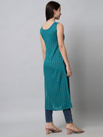 Thumbnail for Kalini Women Turquoise Blue Printed Kurta - Distacart