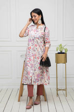 Thumbnail for Myshka Women Cotton A-Line Round Neck Multi Floral Kurtas - Distacart