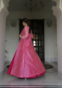 Thumbnail for Partywear Designer Digital print Pink Maslin Gown - Anbazaar - Distacart