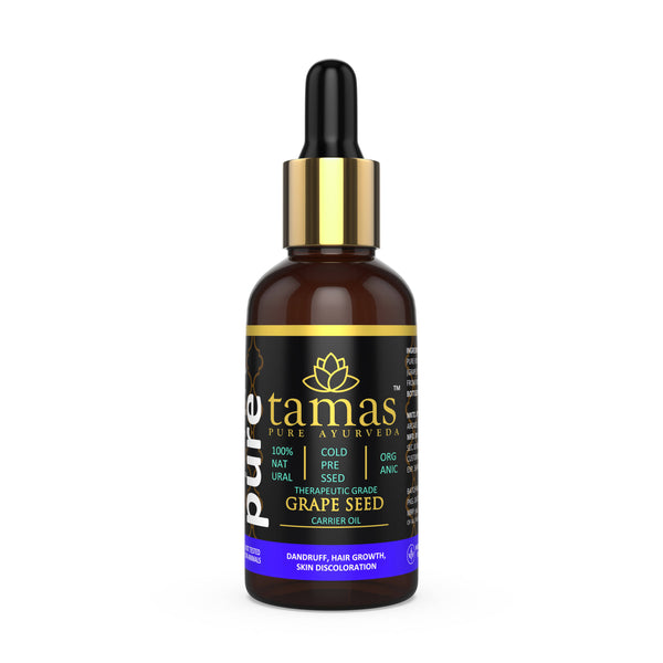 Tamas Pure Ayurveda 100% Organic Grape Seed Cold Pressed Carrier Oil- USDA Certified Organic- 30ML - Distacart