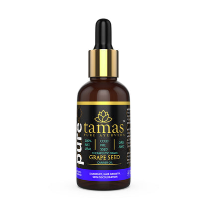 Tamas Pure Ayurveda 100% Organic Grape Seed Cold Pressed Carrier Oil- USDA Certified Organic- 30ML - Distacart