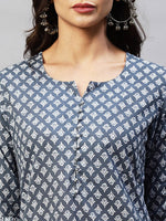 Thumbnail for Kalini Women Floral Printed Notched Neck Kurta with Trousers - Distacart