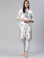 Thumbnail for Kalini Ethnic Motifs Printed Panelled Gotta Patti Kurta with Trousers - Distacart