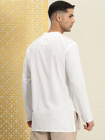 Thumbnail for House of Pataudi Men Pure Cotton Solid Chikankari Jashn Short Kurta - Distacart